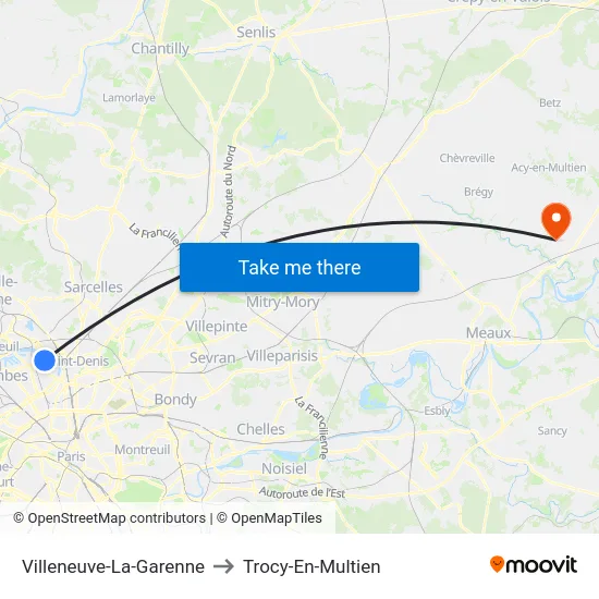 Villeneuve-La-Garenne to Trocy-En-Multien map