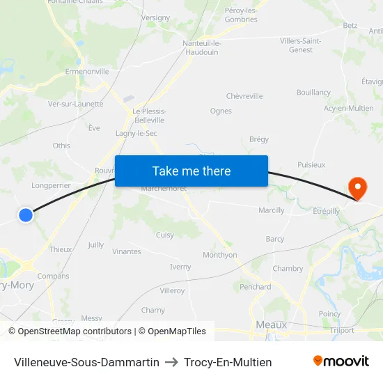Villeneuve-Sous-Dammartin to Trocy-En-Multien map