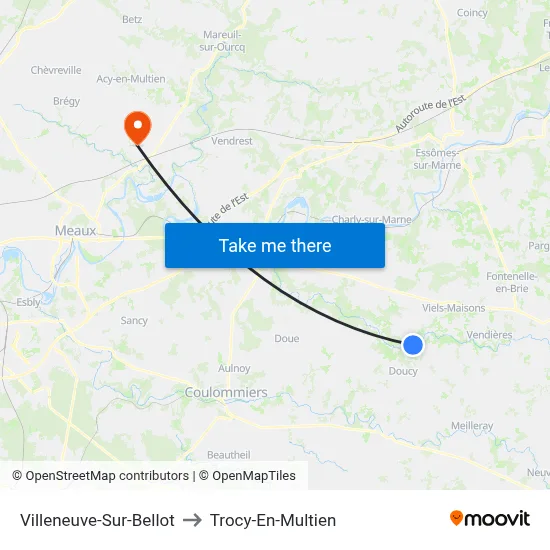Villeneuve-Sur-Bellot to Trocy-En-Multien map