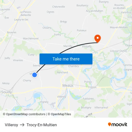 Villeroy to Trocy-En-Multien map