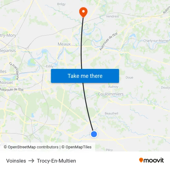 Voinsles to Trocy-En-Multien map