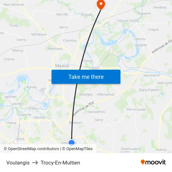 Voulangis to Trocy-En-Multien map
