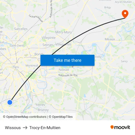 Wissous to Trocy-En-Multien map