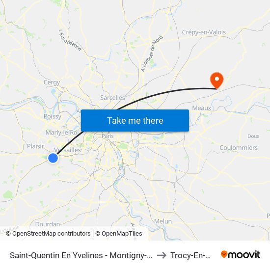 Saint-Quentin En Yvelines - Montigny-Le-Bretonneux to Trocy-En-Multien map