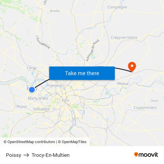 Poissy to Trocy-En-Multien map