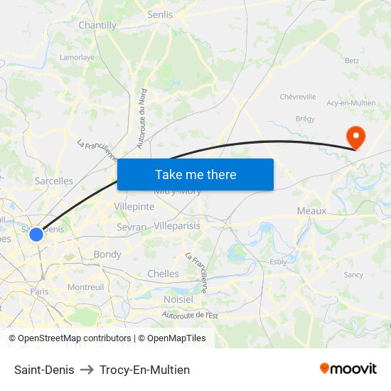 Saint-Denis to Trocy-En-Multien map