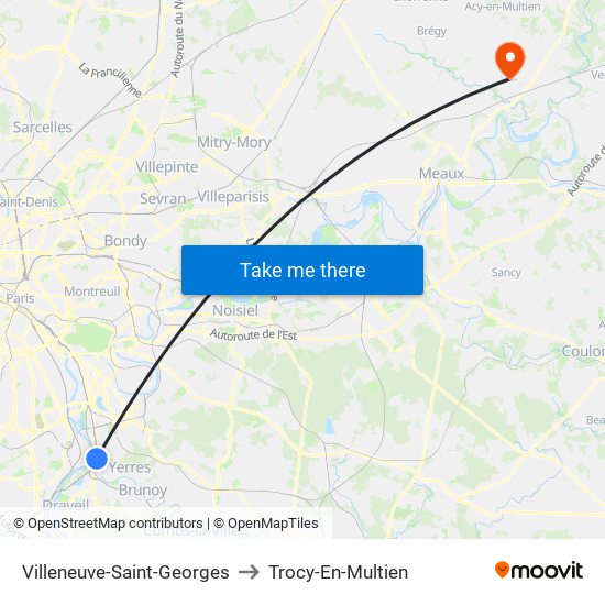 Villeneuve-Saint-Georges to Trocy-En-Multien map