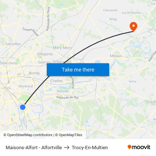Maisons-Alfort - Alfortville to Trocy-En-Multien map
