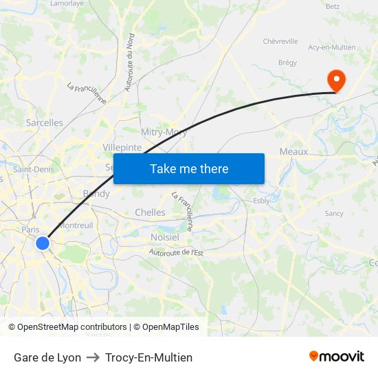 Gare de Lyon to Trocy-En-Multien map