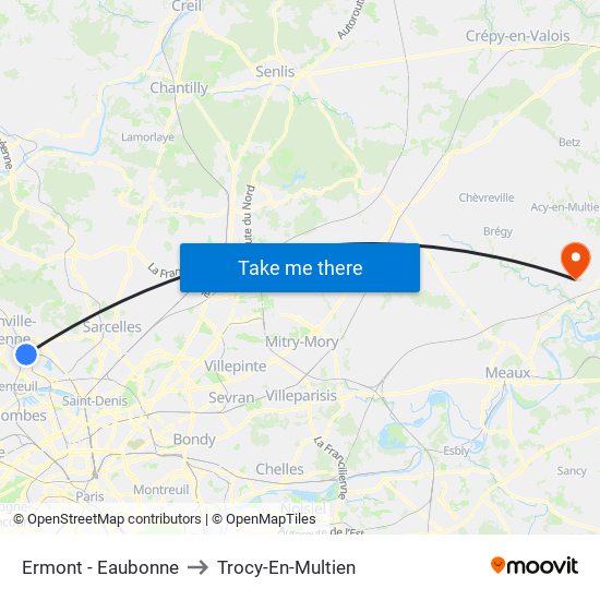 Ermont - Eaubonne to Trocy-En-Multien map