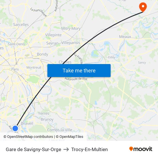 Gare de Savigny-Sur-Orge to Trocy-En-Multien map