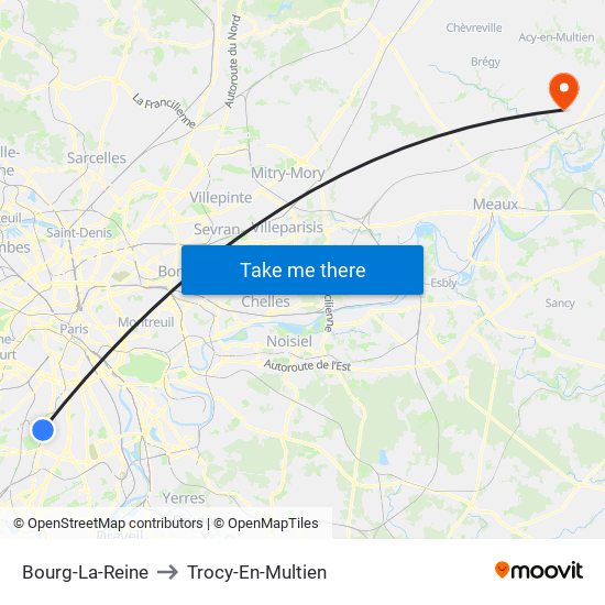 Bourg-La-Reine to Trocy-En-Multien map