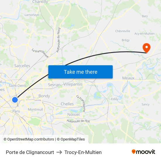 Porte de Clignancourt to Trocy-En-Multien map