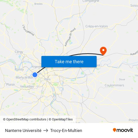 Nanterre Université to Trocy-En-Multien map