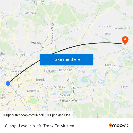 Clichy - Levallois to Trocy-En-Multien map