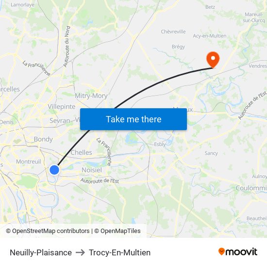 Neuilly-Plaisance to Trocy-En-Multien map