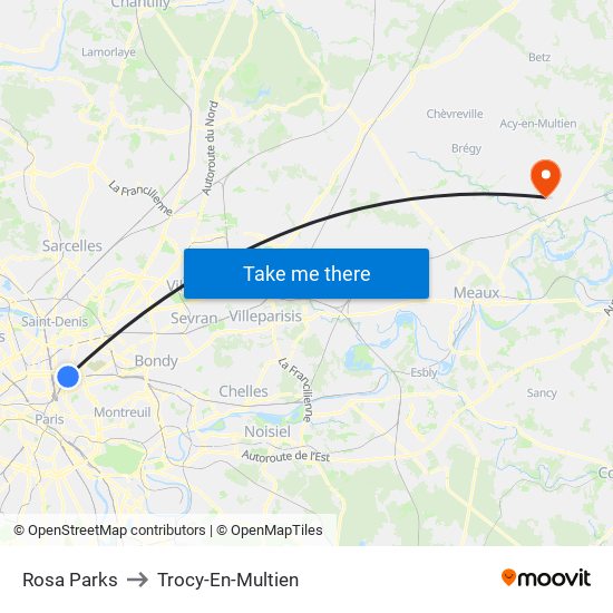 Rosa Parks to Trocy-En-Multien map