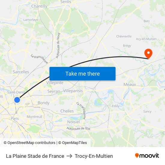 La Plaine Stade de France to Trocy-En-Multien map