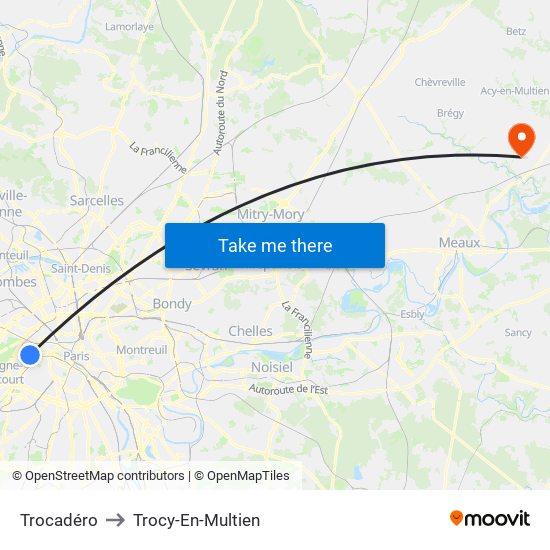 Trocadéro to Trocy-En-Multien map