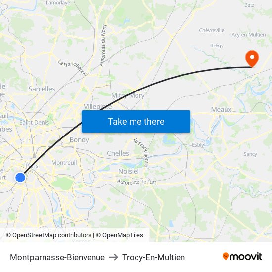 Montparnasse-Bienvenue to Trocy-En-Multien map