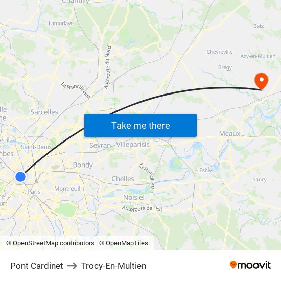 Pont Cardinet to Trocy-En-Multien map