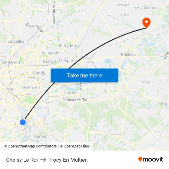 Choisy-Le-Roi to Trocy-En-Multien map