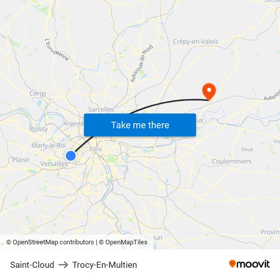 Saint-Cloud to Trocy-En-Multien map