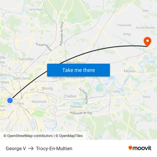 George V to Trocy-En-Multien map