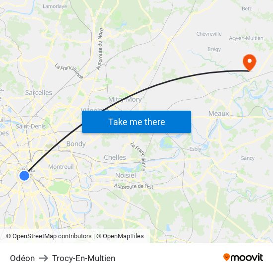 Odéon to Trocy-En-Multien map