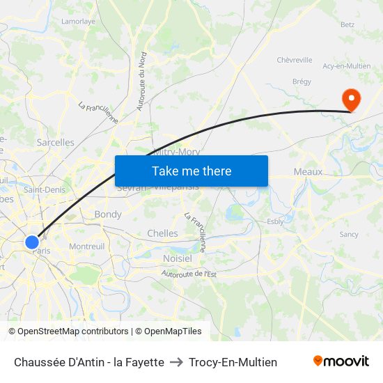 Chaussée D'Antin - la Fayette to Trocy-En-Multien map