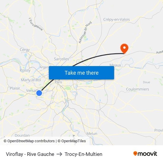 Viroflay - Rive Gauche to Trocy-En-Multien map