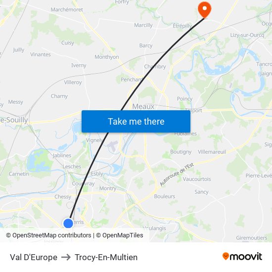 Val D'Europe to Trocy-En-Multien map