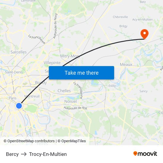 Bercy to Trocy-En-Multien map
