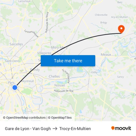 Gare de Lyon - Van Gogh to Trocy-En-Multien map