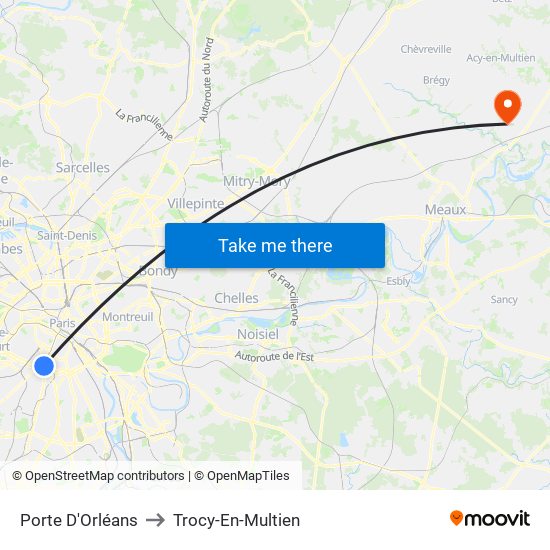 Porte D'Orléans to Trocy-En-Multien map