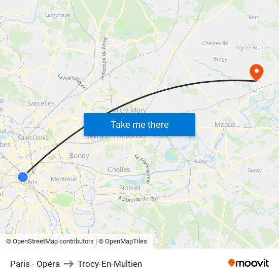 Paris - Opéra to Trocy-En-Multien map