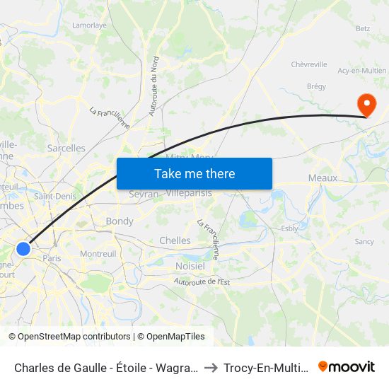 Charles de Gaulle - Étoile - Wagram to Trocy-En-Multien map