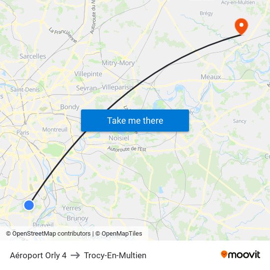 Aéroport Orly 4 to Trocy-En-Multien map