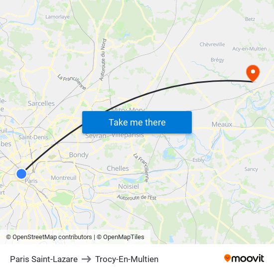 Paris Saint-Lazare to Trocy-En-Multien map