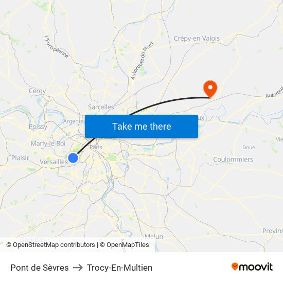 Pont de Sèvres to Trocy-En-Multien map