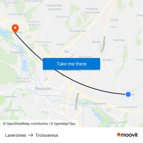 Laversines to Troissereux map