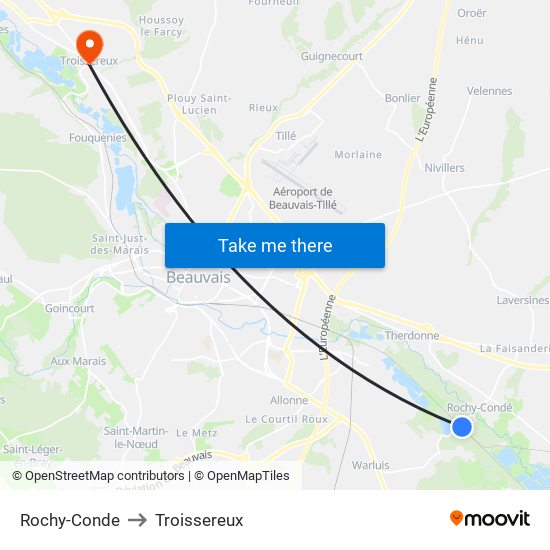 Rochy-Conde to Troissereux map