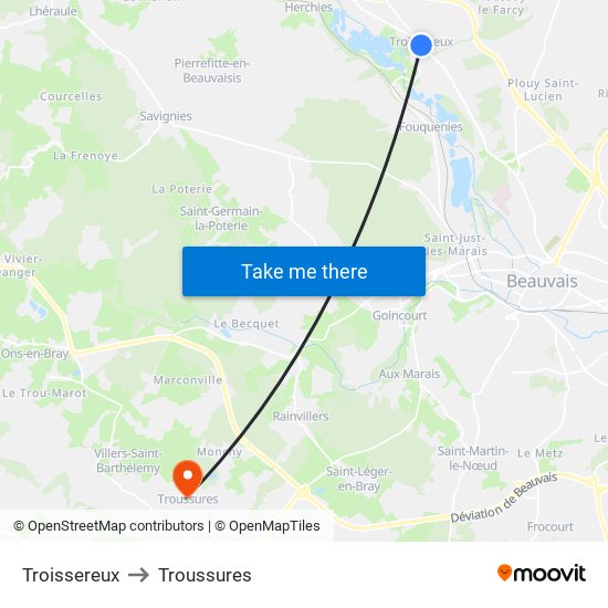Troissereux to Troussures map