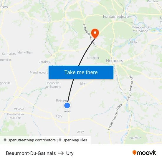 Beaumont-Du-Gatinais to Ury map