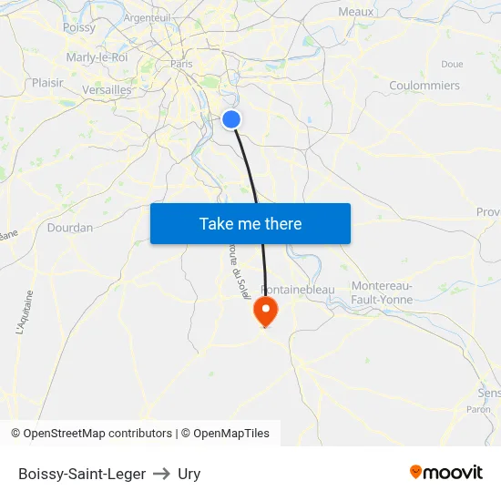 Boissy-Saint-Leger to Ury map