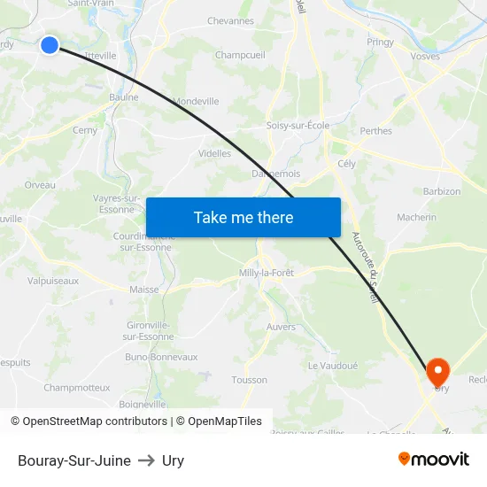 Bouray-Sur-Juine to Ury map