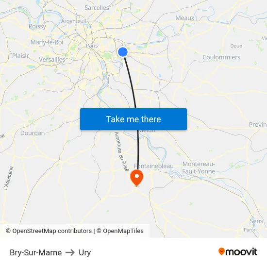 Bry-Sur-Marne to Ury map