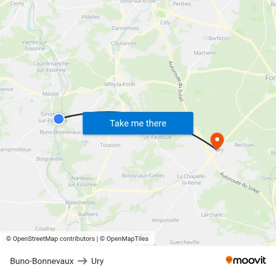 Buno-Bonnevaux to Ury map