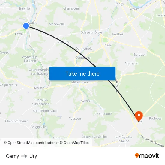 Cerny to Ury map