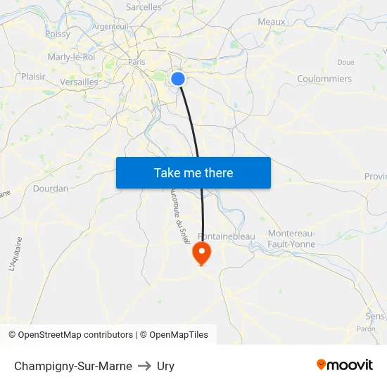 Champigny-Sur-Marne to Ury map